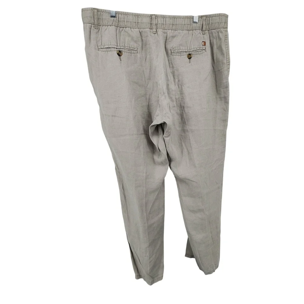 Kahala 38 Khaki Linen Drawstring Pants Beach Tropical Island Vacation Summer Men